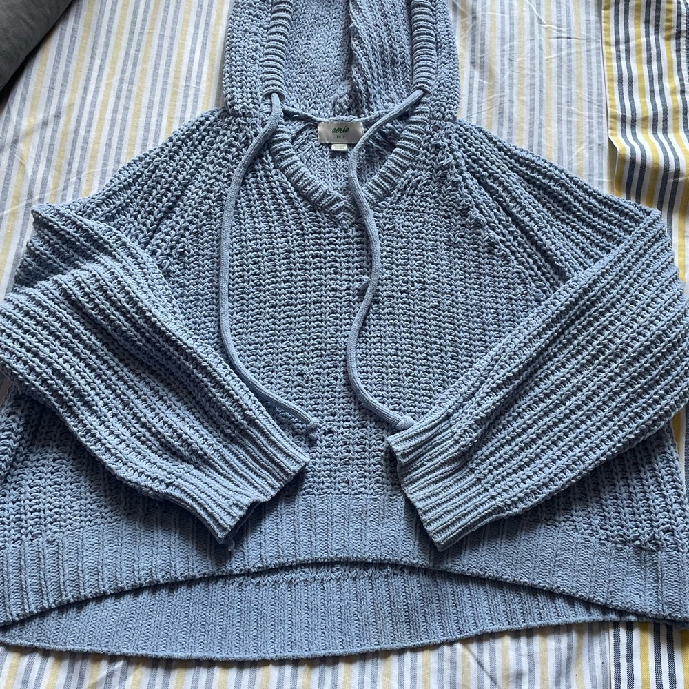 Baby blue knit hoodie